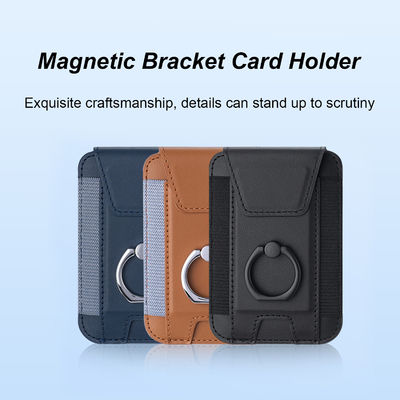 Embossed Logo Magsafe Wallet OEM / ODM Magnetic Wallet Stand With PU Leather Material