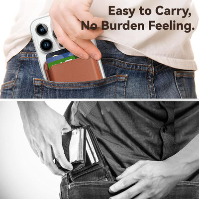 Brown Magsafe Stand Wallet Rfid Blocking Magsafe Card Case For IPhone And Samsung