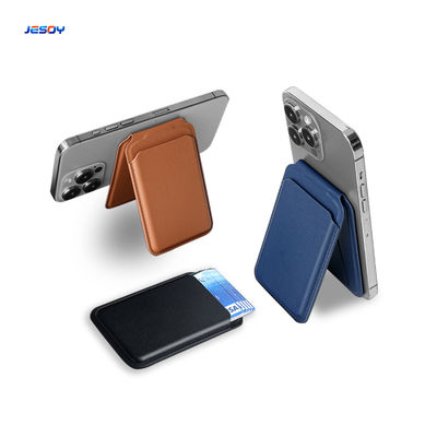 Real Leather Mag Safe Wallets Customized Leather Cell Phone Card Holder Embossed Logo