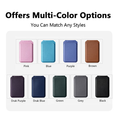 Real Leather Mag Safe Wallets Customized Leather Cell Phone Card Holder Embossed Logo