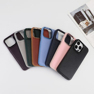 Shockproof Leather Phone Case Embossed Logo / Printed Logo Protective Phone Cases For IPhone And Samsung