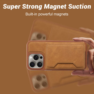 OEM / ODM PU Leather Flip Case Embossed Logo Magsafe Flip Case For IPhone 16 15