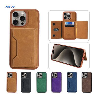 Custom Phone Wallet Cases Shockproof Leather Cell Phone Wallet Brown Black Blue Gray