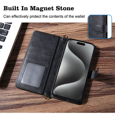 Removable Strap Leather Phone Cover Embossed Logo Flip Cell Phone Cases Gray For iPhone