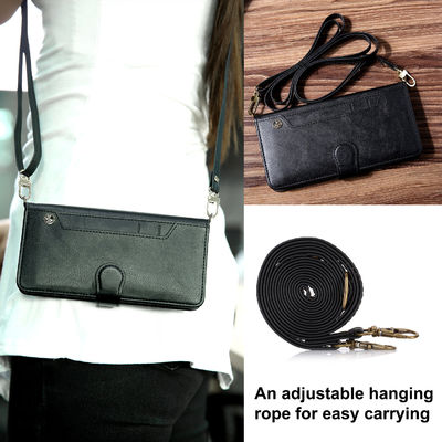 Removable Strap Leather Phone Cover Embossed Logo Flip Cell Phone Cases Gray For iPhone