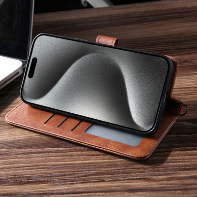 PU Leather Phone Wallet Cases Business Style Phone Case With Card Holder Wallet Stand