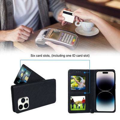 Wristlet Strap PU Leather Phone Case Business Style Leather Cell Phone Holder Blue