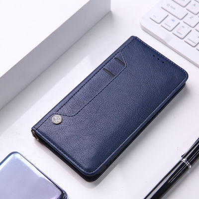 Custom Leather Phone Wallet Stand Red / Black / Blue Leather Cellphone Wallet