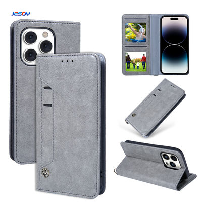 Business Style Card Holder Wallet Case OEM / ODM Leather Cell Phone Wallets