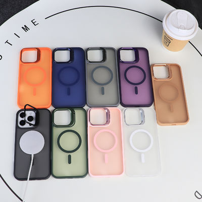 Metal Camera Stand Case 12FT Shockproof Magsafe iPhone Cases Scratch Resistant For IPhone 15 16 Pro Max