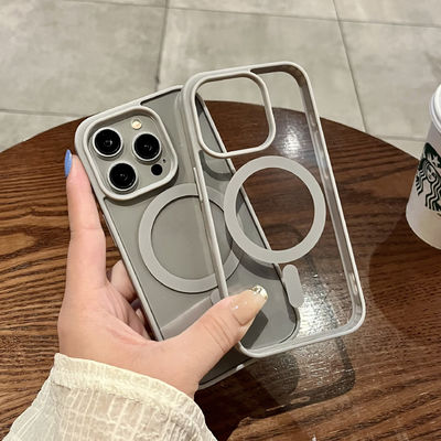 Scratch Resistant Magnetic Phone Case Camera Stand TPU Transparent Case