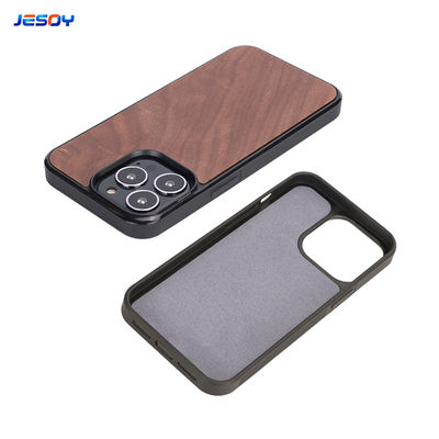 Microfiber Wood Inlay iPhone Case Personalised Engraved Wood Phone Cases Environmentally Friendly