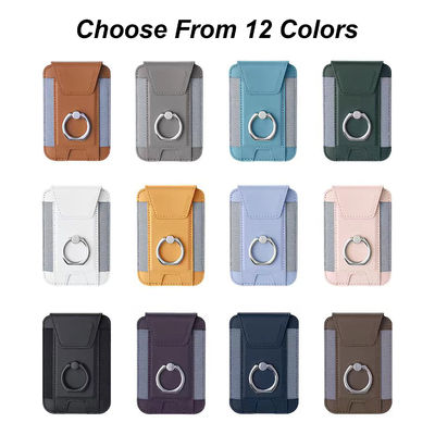 Embossed Logo Magsafe Wallet OEM / ODM Magnetic Wallet Stand With PU Leather Material