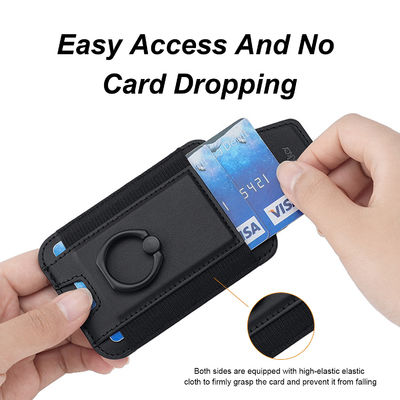 Embossed Logo Magsafe Wallet OEM / ODM Magnetic Wallet Stand With PU Leather Material