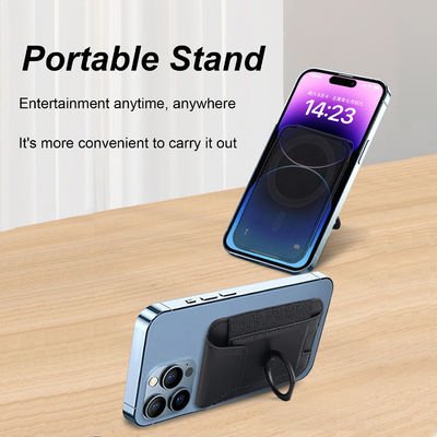 Embossed Logo Magsafe Wallet OEM / ODM Magnetic Wallet Stand With PU Leather Material