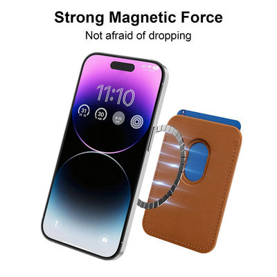 Brown Magsafe Stand Wallet Rfid Blocking Magsafe Card Case For IPhone And Samsung