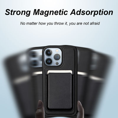 Custom Leather Phone Case Magnetic Cell Phone Business Card Holder Luxury For IPhone Samsung