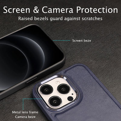 PU Genuine Leather Phone Case Black Brown Blue Shockproof Mobile Cover For IPhone 16 15 Pro Max