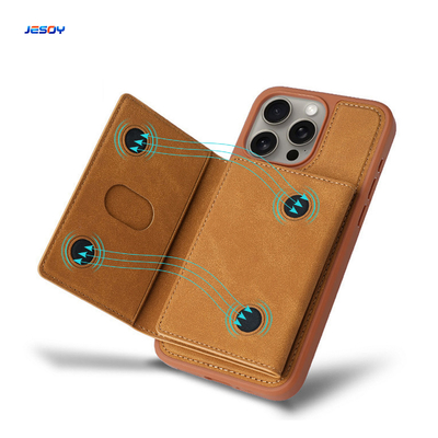 Good price Brown Leather Phone Case Fashionable Leather Cell Phone Wallet Case With Card Holders online