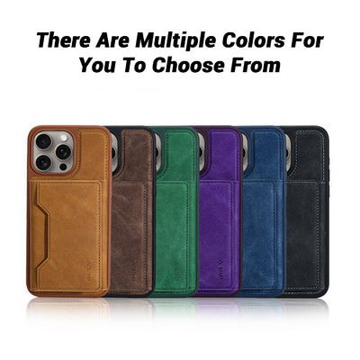 Brown Leather Phone Case Fashionable Leather Cell Phone Wallet Case With Card Holders