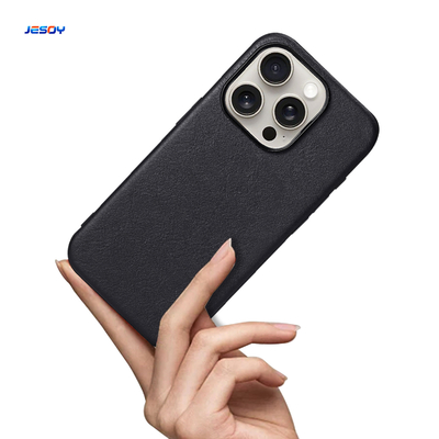 Good price Black Vegan Leather Phone Cases Shockproof Cell Phone Protective Cases Luxury For iPhone And Samsung online