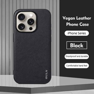 Black Vegan Leather Phone Cases Shockproof Cell Phone Protective Cases Luxury For iPhone And Samsung