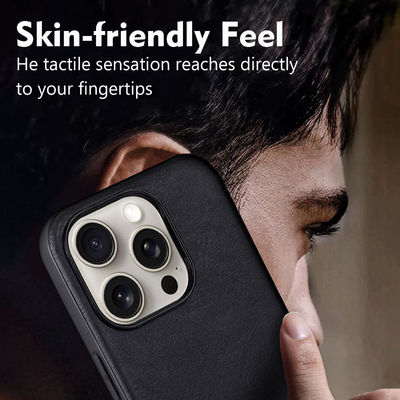 Black Vegan Leather Phone Cases Shockproof Cell Phone Protective Cases Luxury For iPhone And Samsung