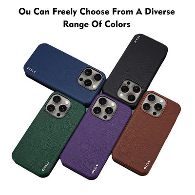 Custom Magsafe Leather Cover OEM / ODM Leather Cell Phone Cover For IPhone 16 15 14 Pro Max