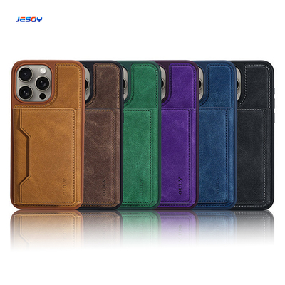 Bom preço Capa de telefone de couro magnético forte OEM / ODM Magsafe Card Holder Case para iPhone 16 15 Pro Max on-line
