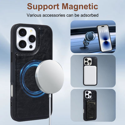 Embossed Logo Leather Phone Case Black Mobile Phone Wallets Luxury