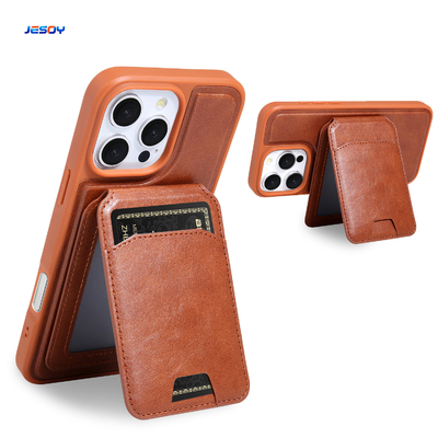 Good price Brown Custom Logo Phone Cases Shockproof Phone Case With Magsafe Wallet Stand Card Holder online