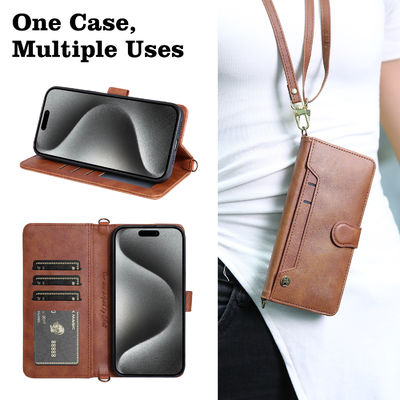Shockproof Leather Phone Case RFID Blocking Flip Mobile Phone Cases Business Style