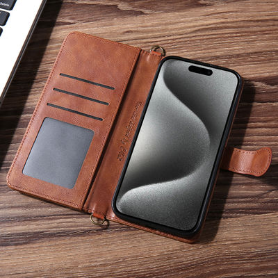 PU Leather Phone Wallet Cases Business Style Phone Case With Card Holder Wallet Stand