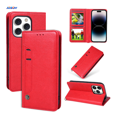 Good price Custom Leather Phone Wallet Stand Red / Black / Blue Leather Cellphone Wallet online