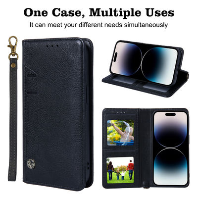 Business Style Card Holder Wallet Case OEM / ODM Leather Cell Phone Wallets