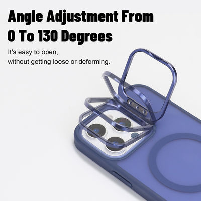 Military Grade Magsafe Cell Phone Case Scratch Resistant iPhone Protective Cases With Metal Camera Stand