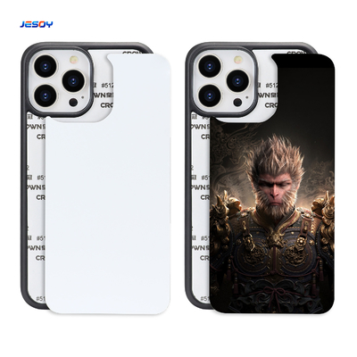 buon prezzo Casse per iPhone a prova di urti in nero / bianco su misura con copertura mobile 2D a sublimazione con bordo antiscivolo in TPU in linea