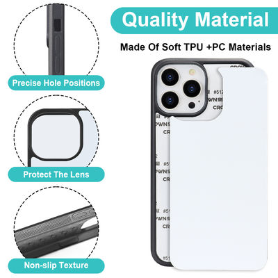 Black / White Shockproof iPhone Cases Customized Sublimation 2D Mobile Cover With TPU Non Slip Edge
