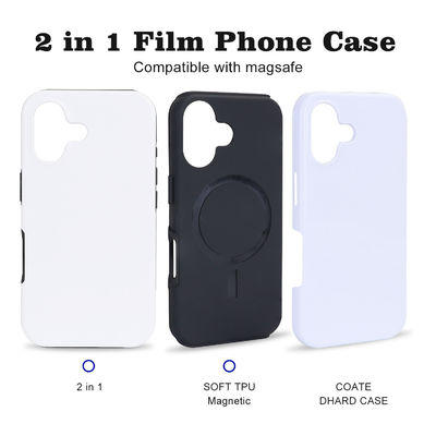 2 In 1 3D Sublimation Cover Lightweight Strong Magnetic iPhone Case Black White