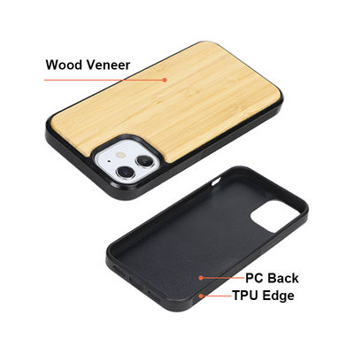 TPU Shockproof Mobile Phone Cover Natural Walnut Wood Cell Phone Covers Scratch Resistant